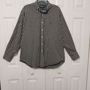 Ralph Lauren Men's Long Sleeve Blake 2 Ply Cotton Shirt Large Blue Yellow Plaid